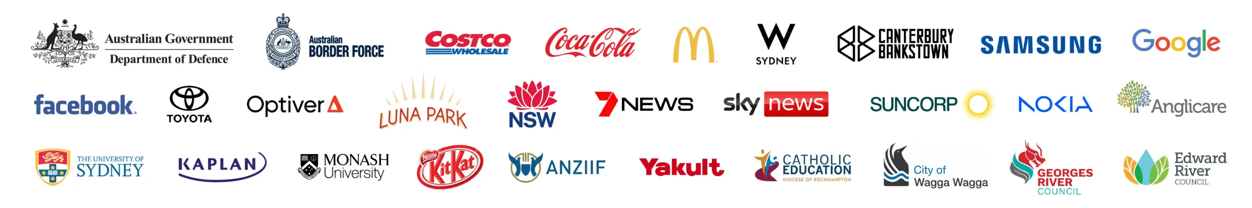 logos of Australian brands, Custom Merchandise has worked with
