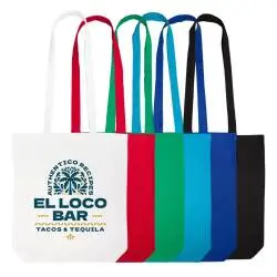 coloured tote bags printed with logo